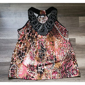 Y2k Paisely and Animal Print Halter Ornate Neckline Cocomo Petite